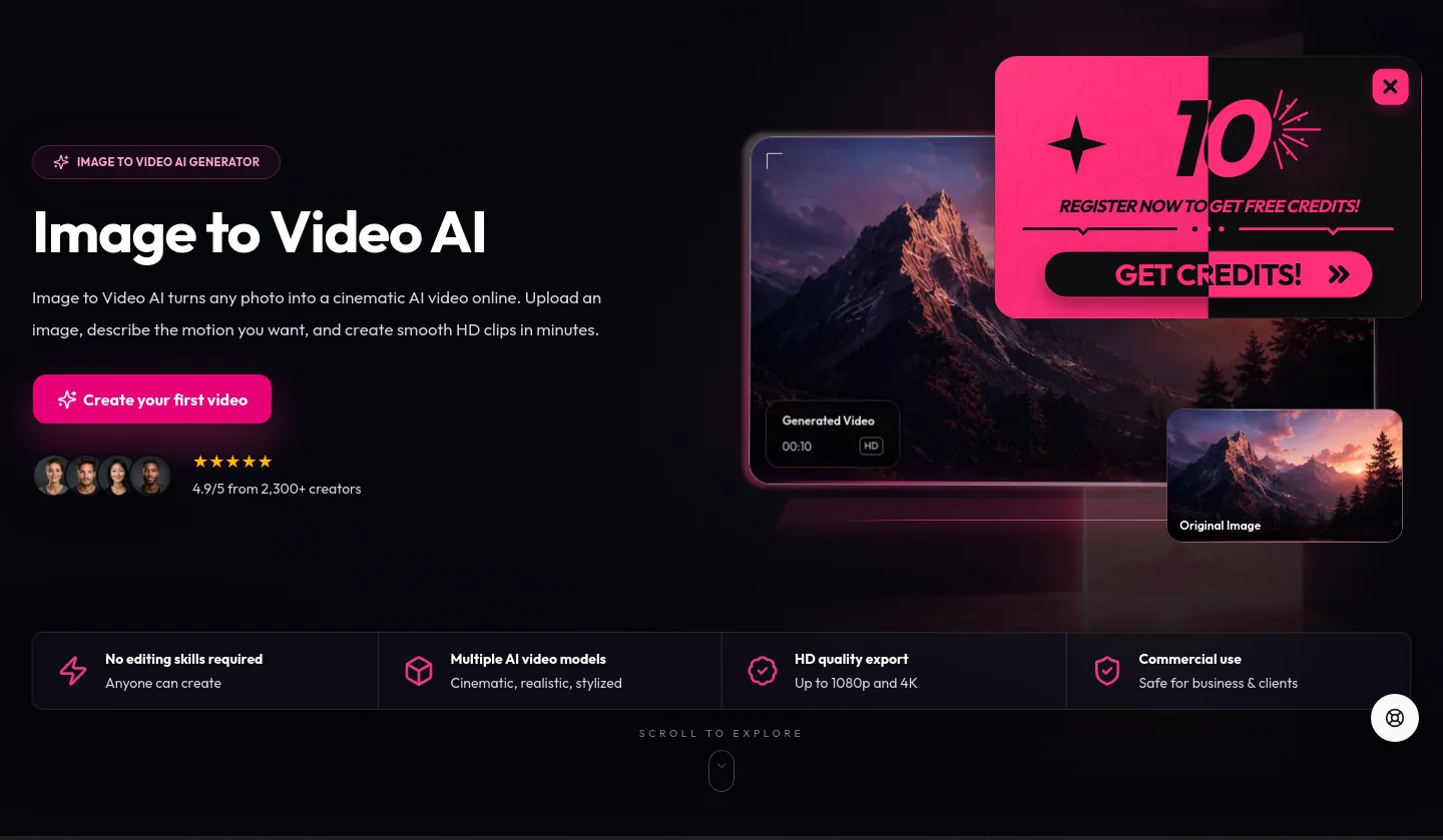 image-to-video-ai.im Hero section