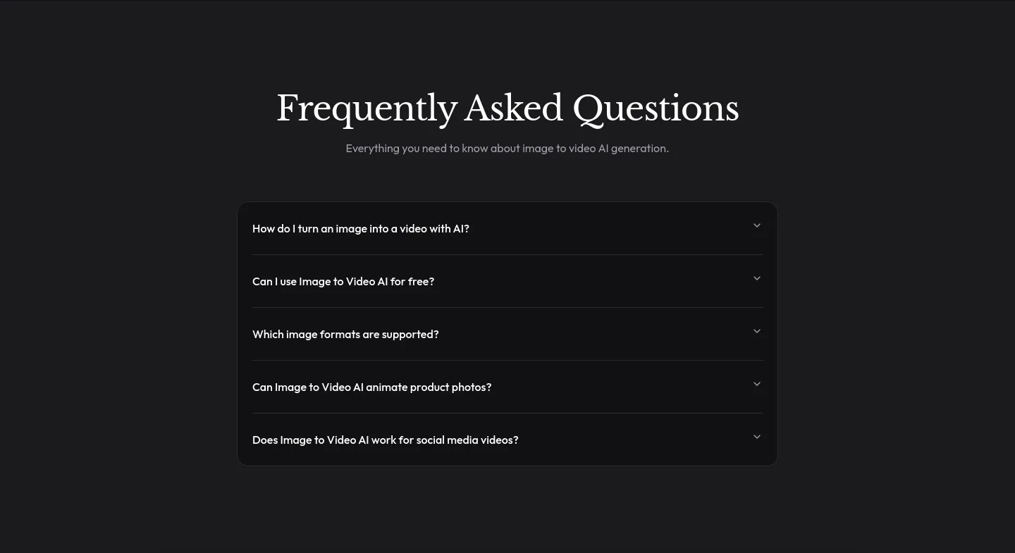 image-to-video-ai.im FAQ section