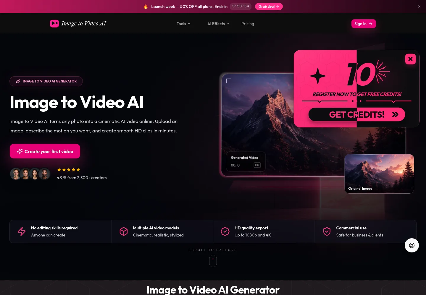 image-to-video-ai.im — a measured funnel