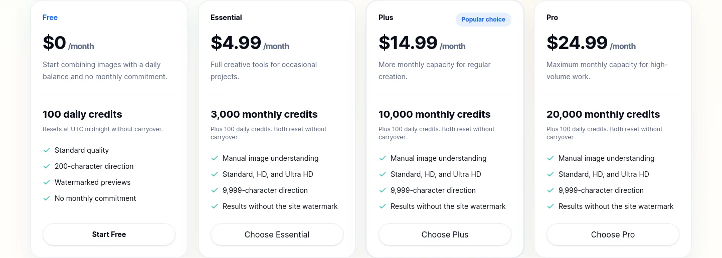 imagecombiner.app — Pricing
