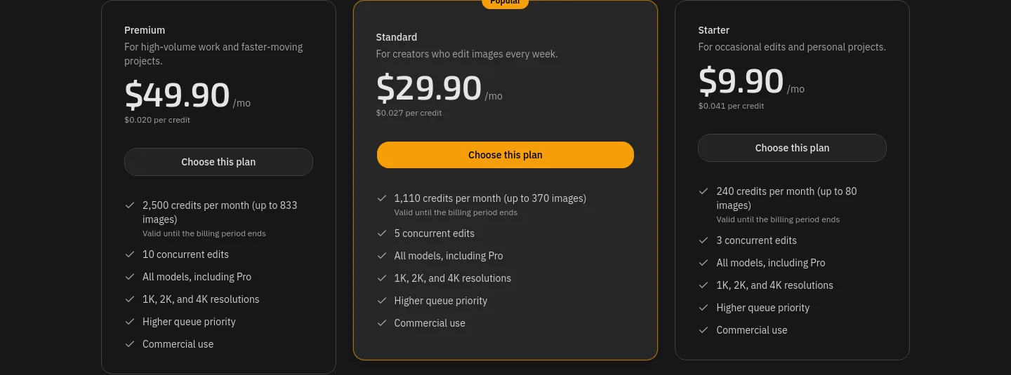 imageditorai.com — Pricing