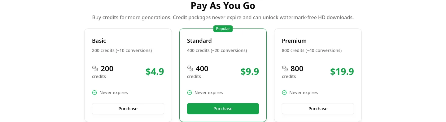 imagetosketch.org — a real Pricing section