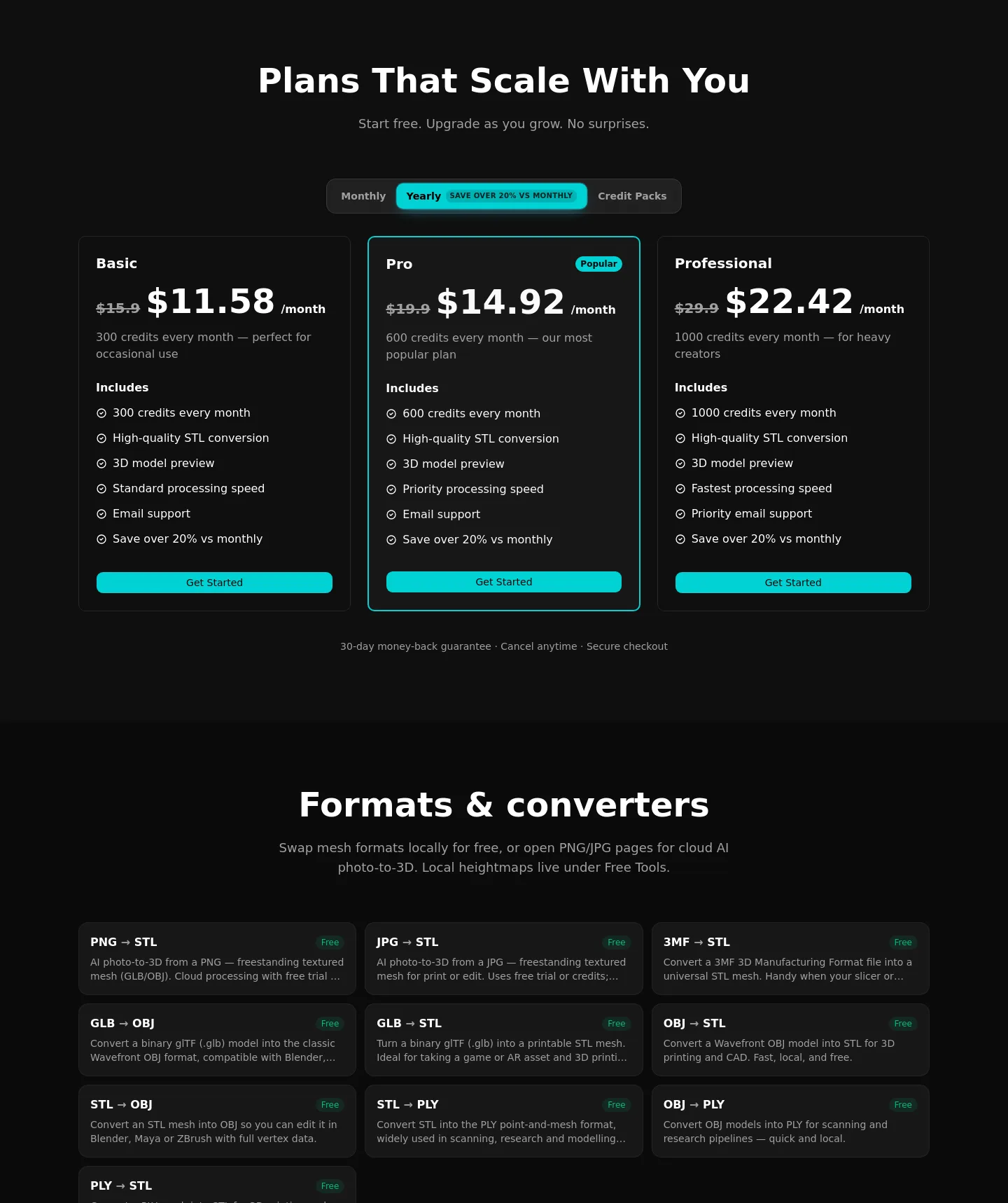 imagetostl.im — Pricing