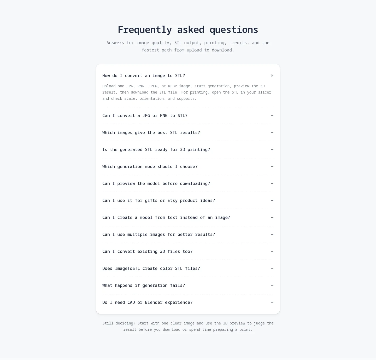 imagetostl.pro — FAQ