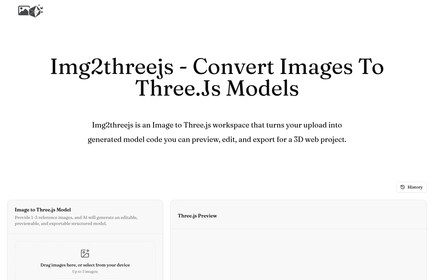 imagetothreejs.com — a measured funnel