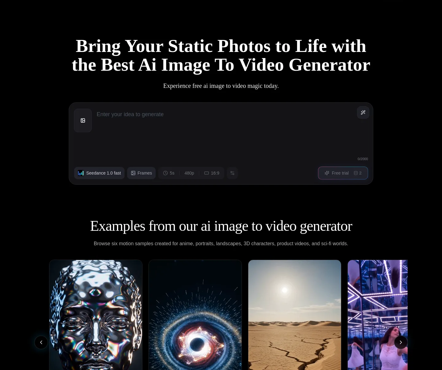 imagetovideogenerator.net Hero section