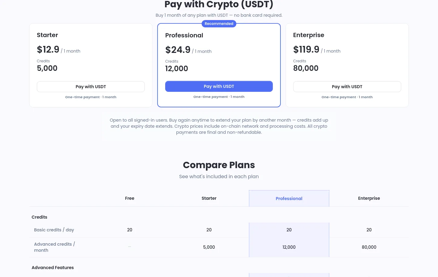 imagetranslate.ai — a real Pricing section
