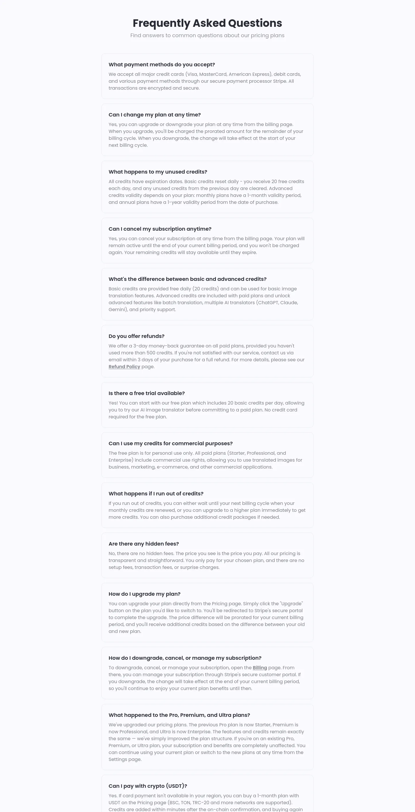 imagetranslate.ai FAQ section