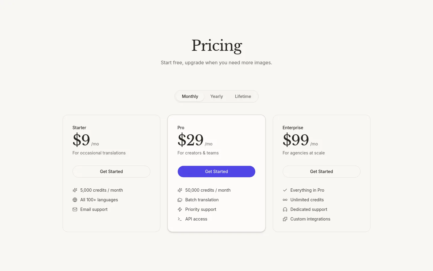 imagetranslator.xyz — Pricing