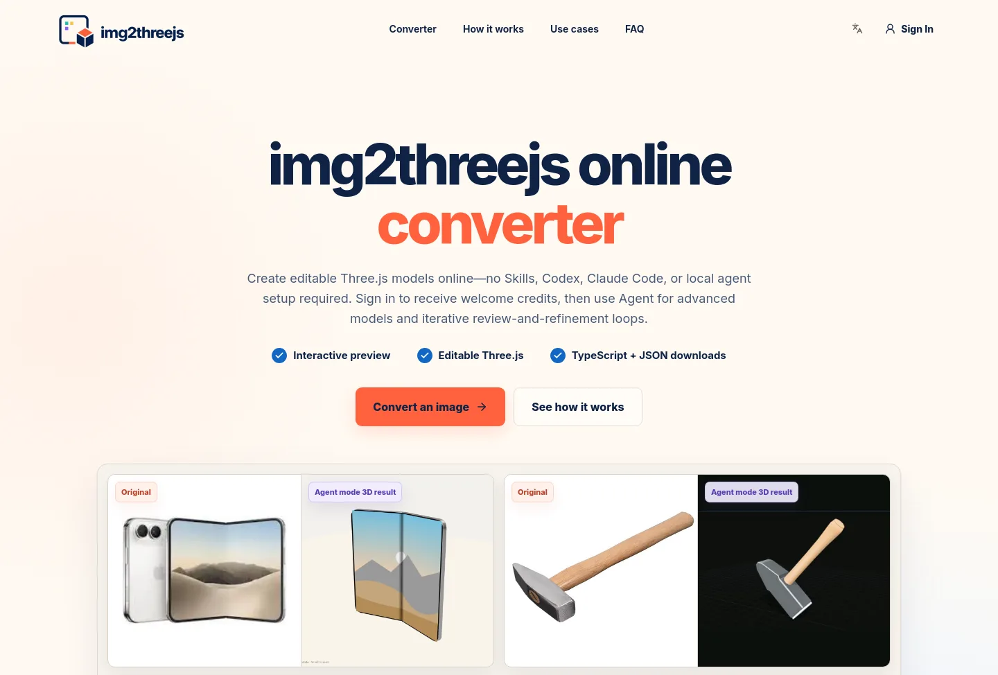 img2threejs.com — a measured funnel