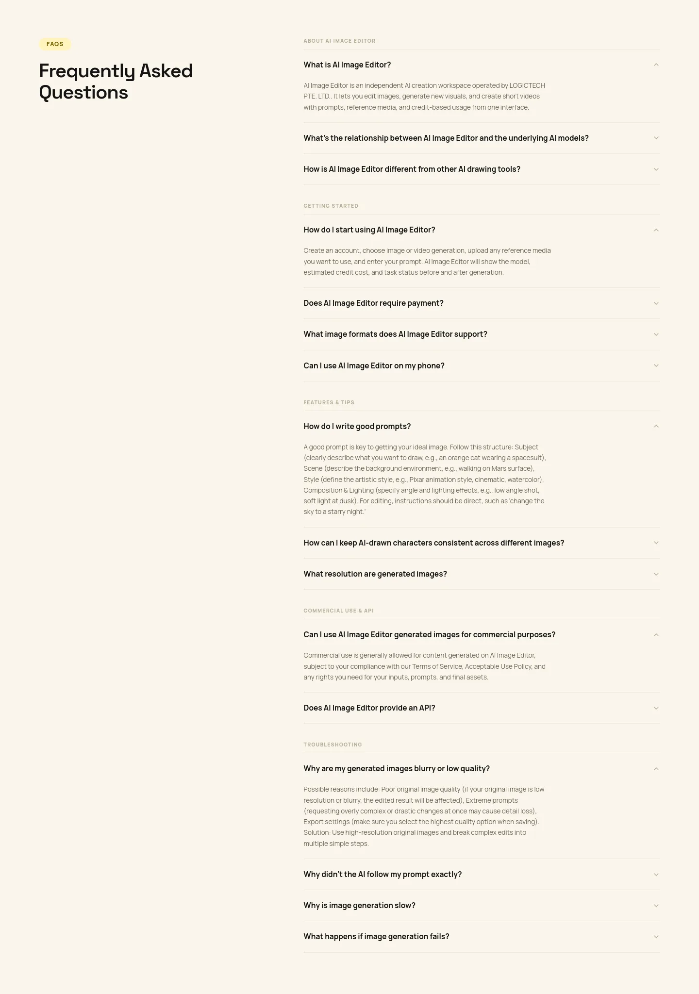 imgeditor.co FAQ section