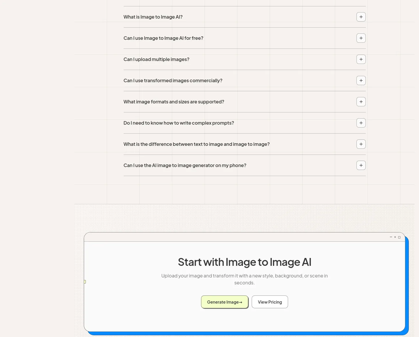 imgtoimgai.io Pricing section