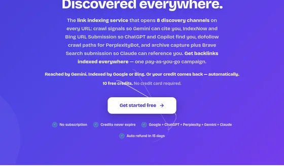 No credit card element from indexmyurl.com