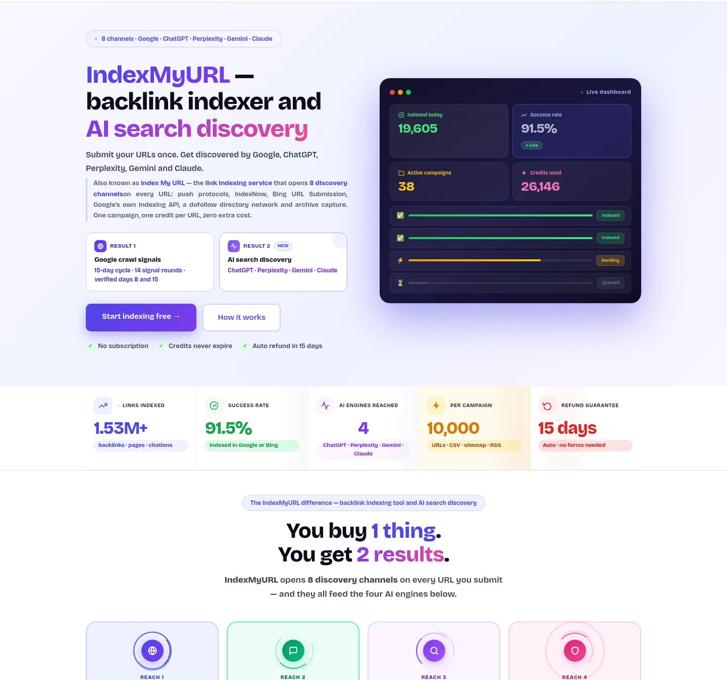 indexmyurl.com Hero section