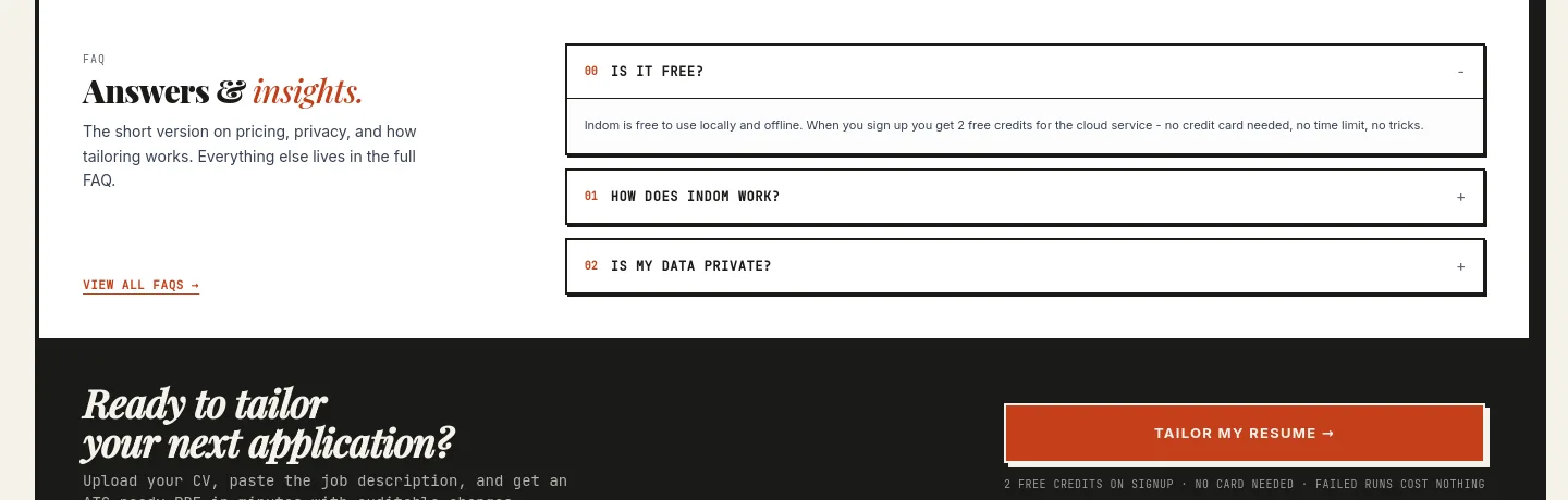 indomcv.me — a real FAQ section