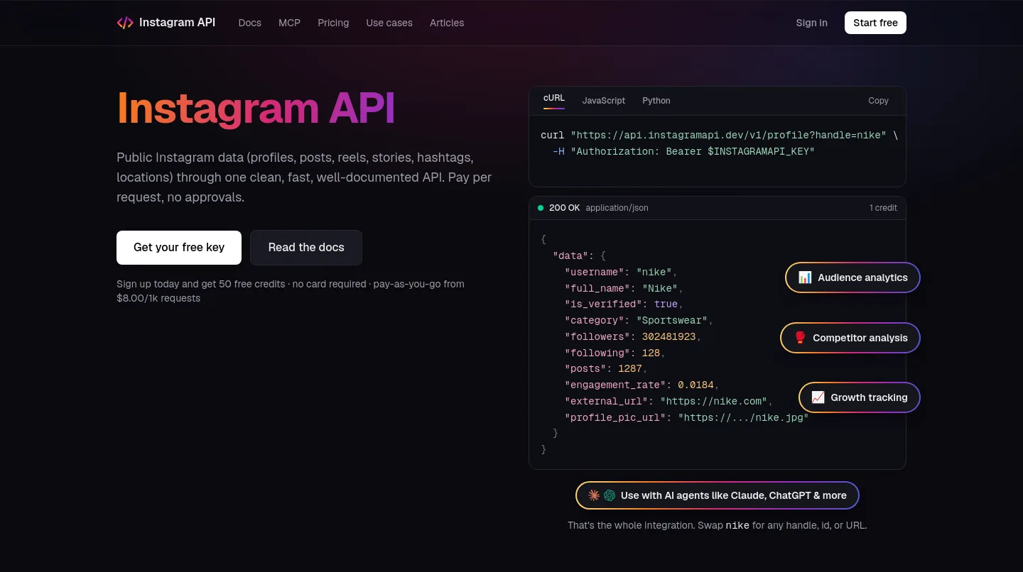 instagramapi.dev — Hero