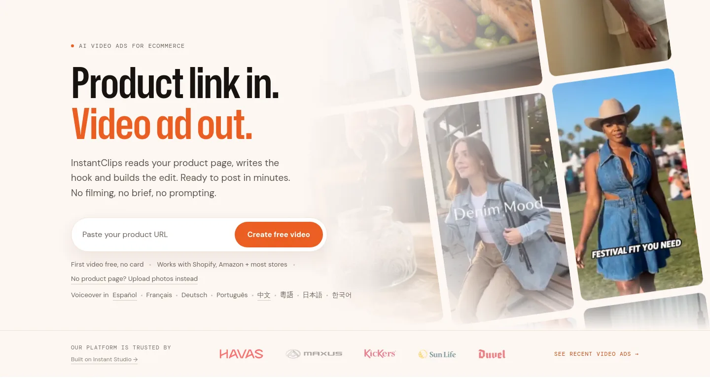 instantclips.ai — Hero