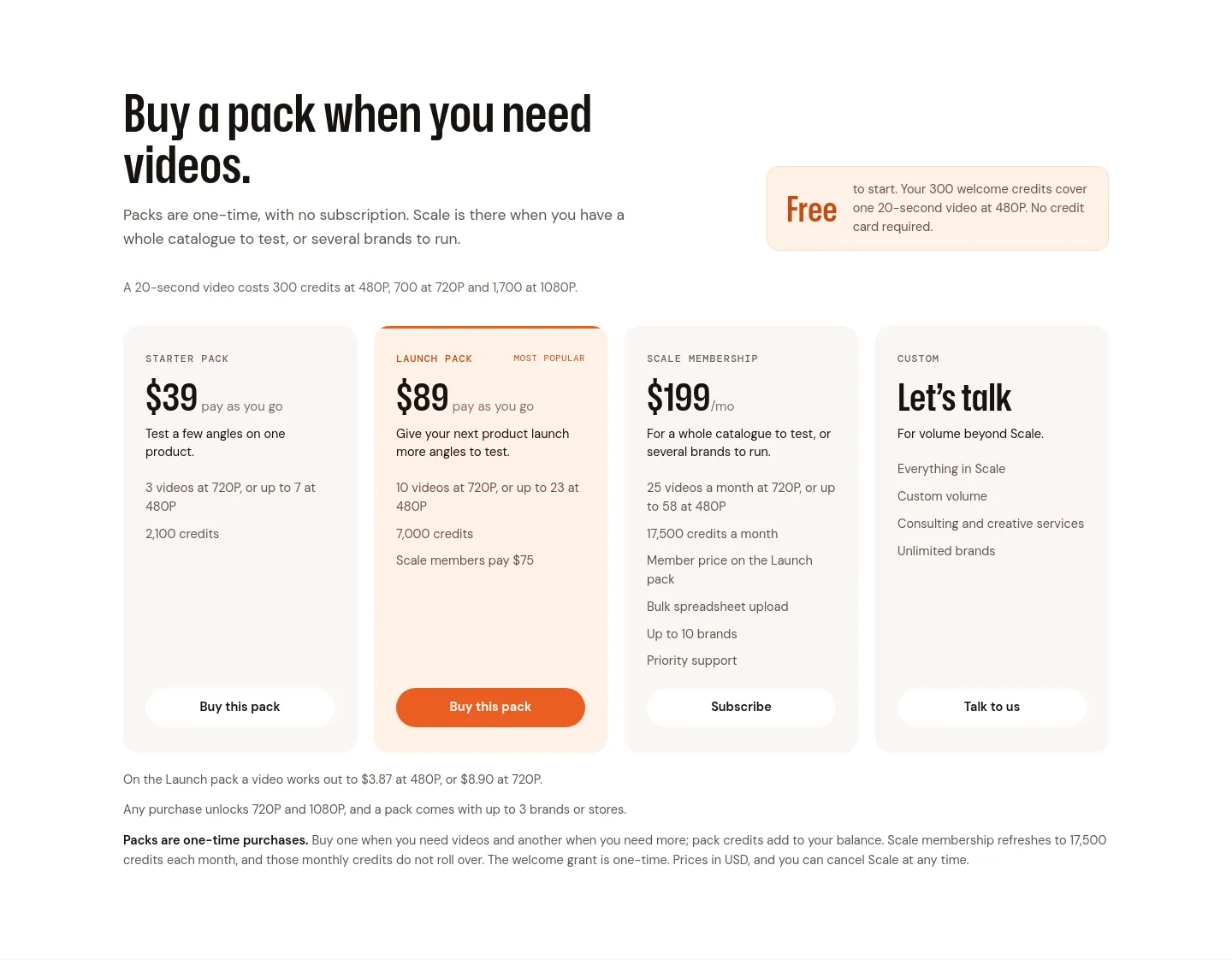 instantclips.ai — Pricing