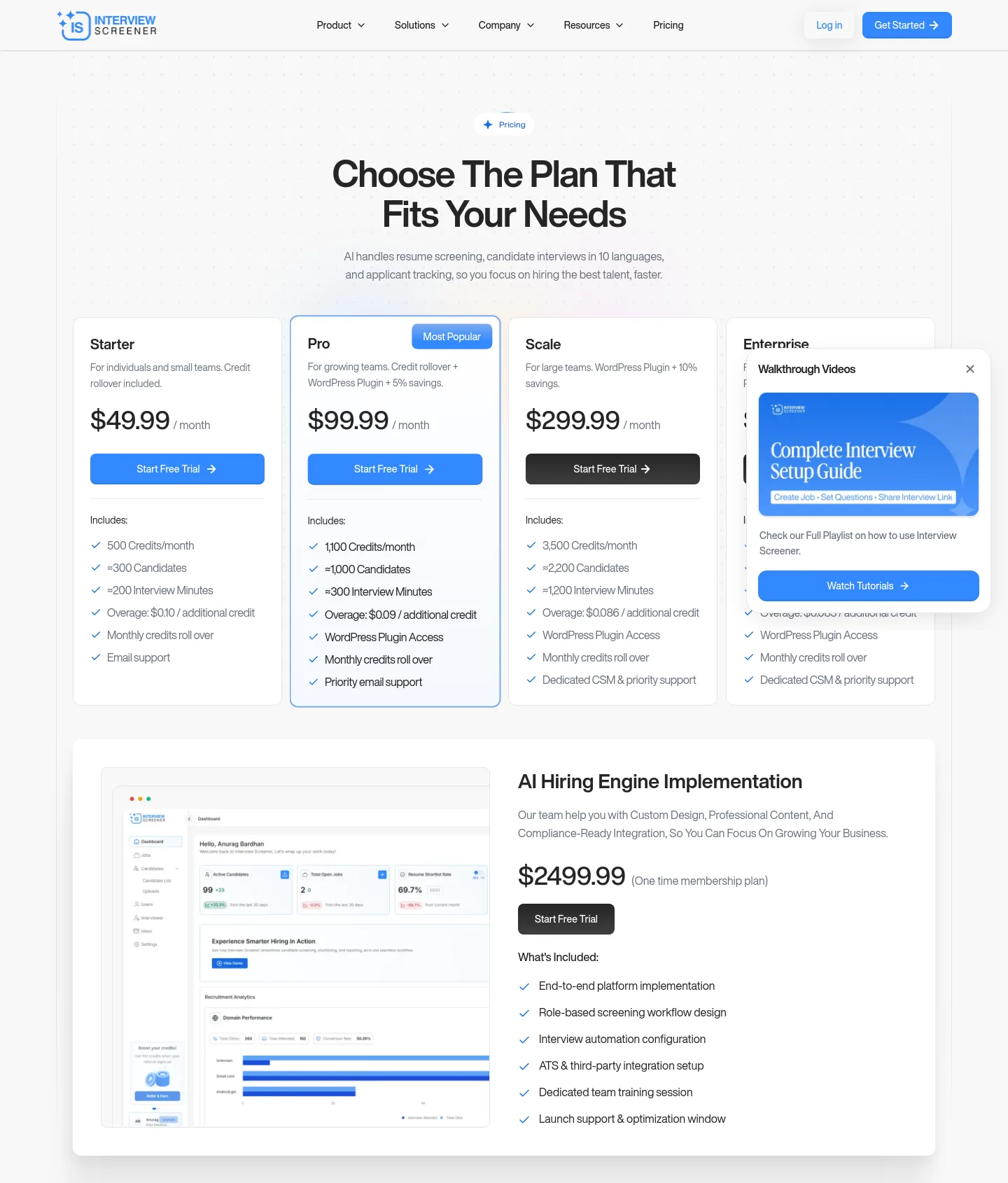 interviewscreener.com Hero section