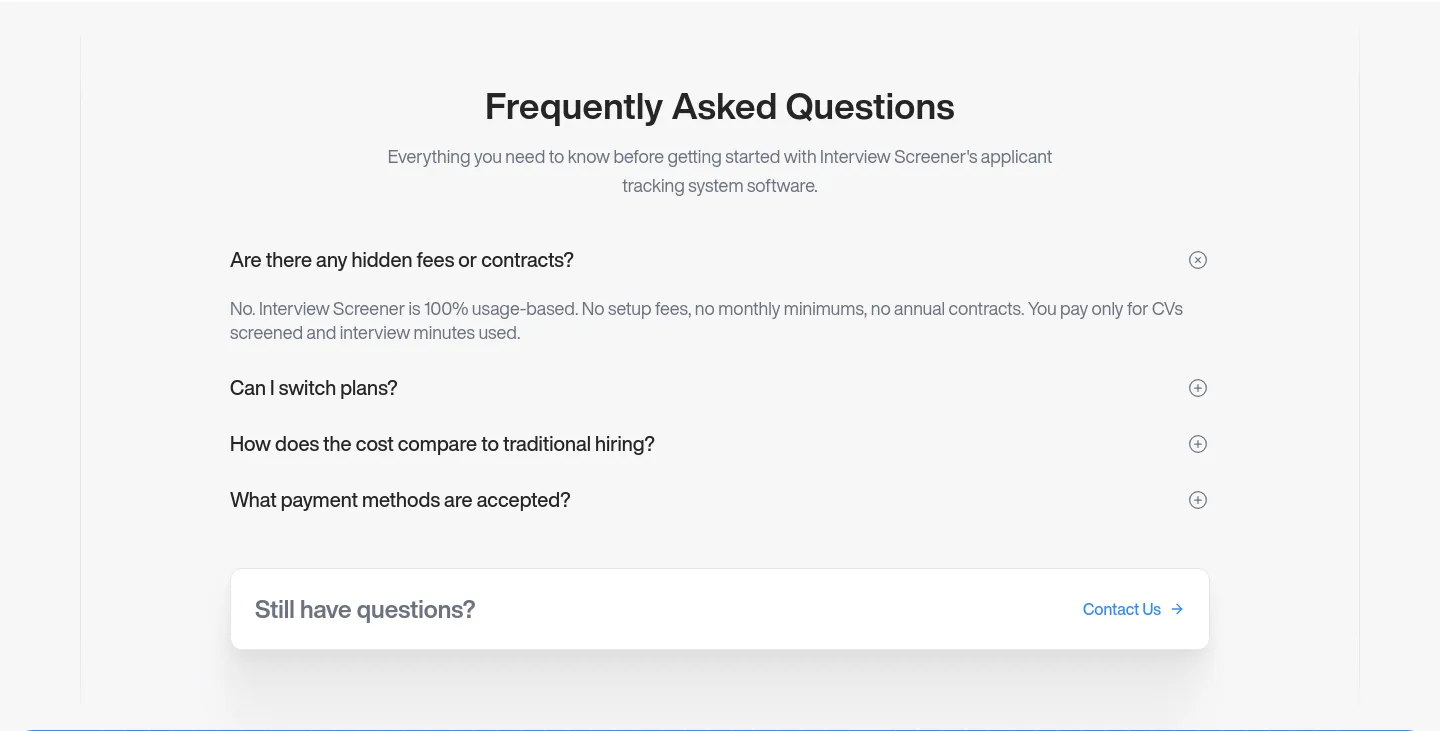 interviewscreener.com FAQ section
