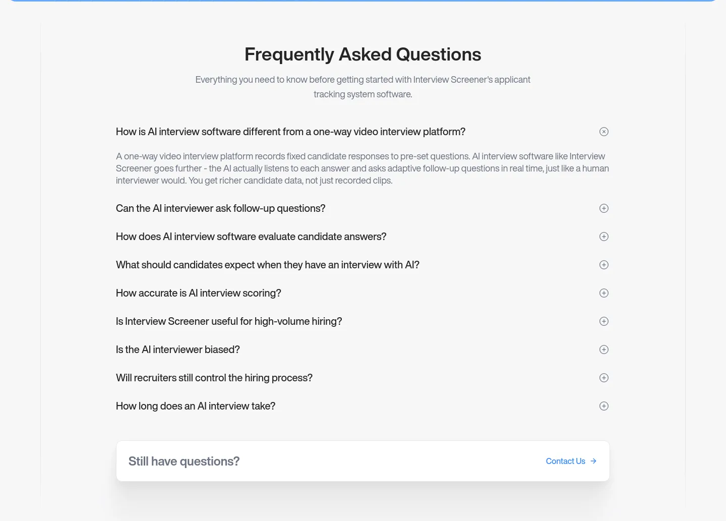 interviewscreener.com FAQ section