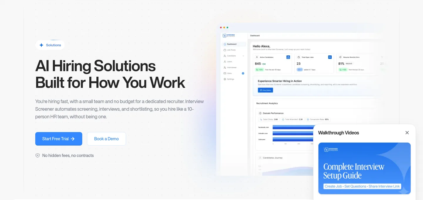 interviewscreener.com Hero section