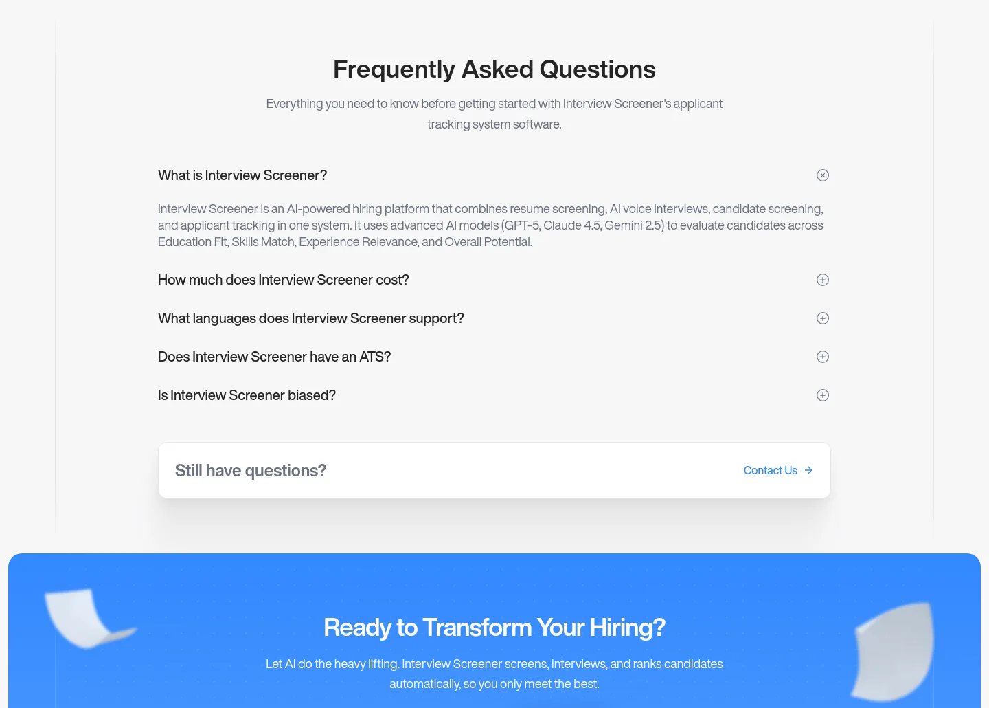 interviewscreener.com — FAQ