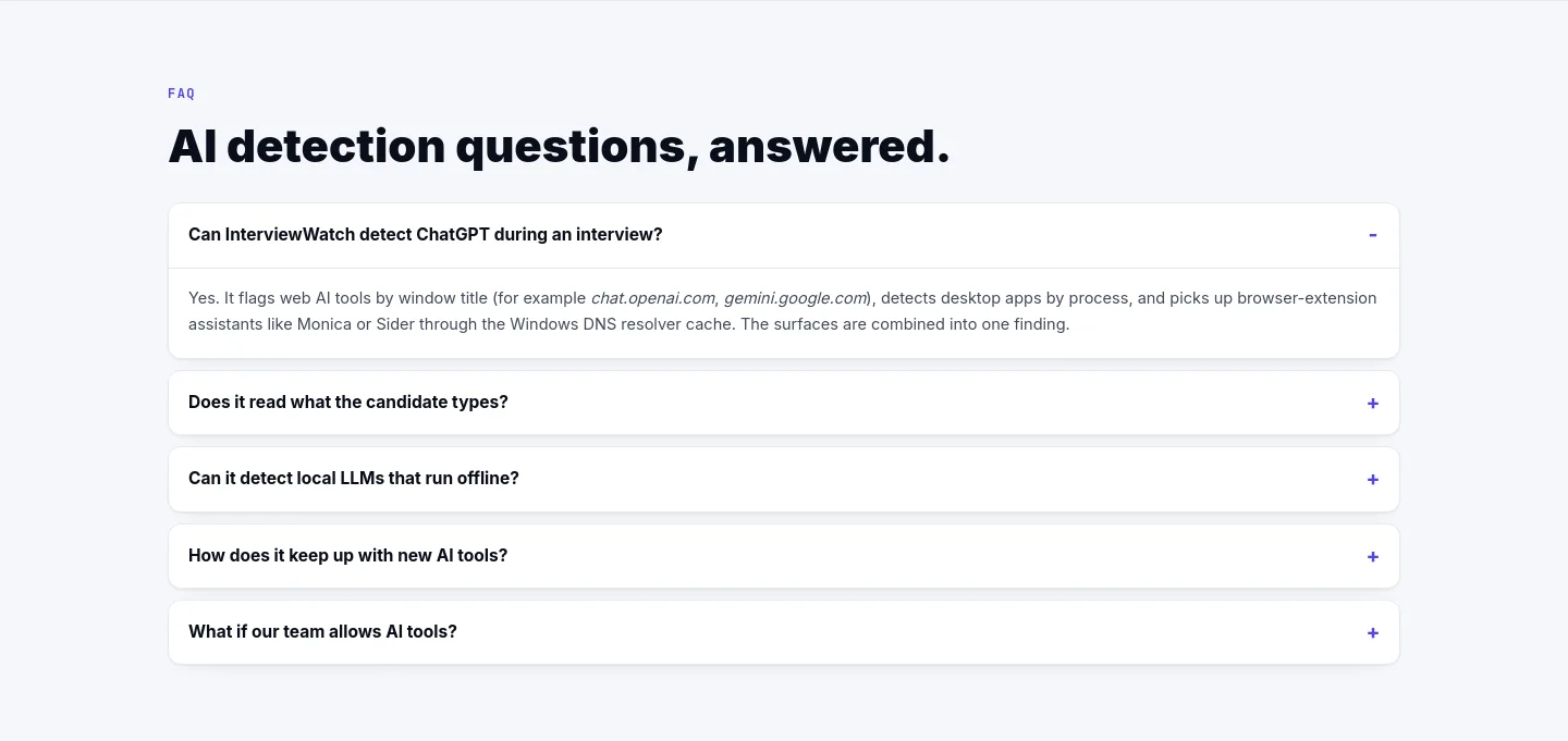 interviewwatch.com FAQ section