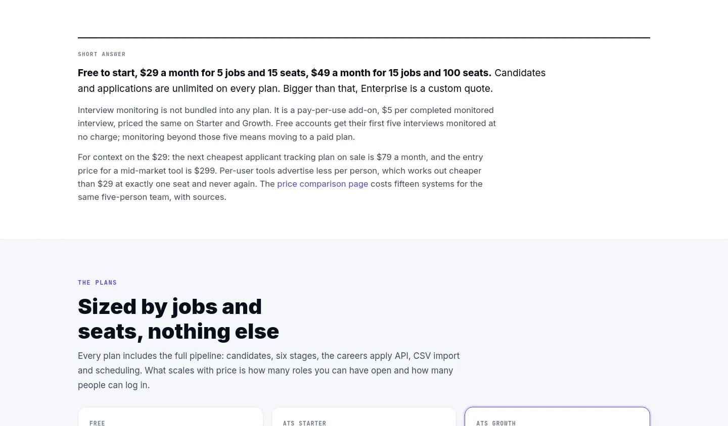 interviewwatch.com Pricing section