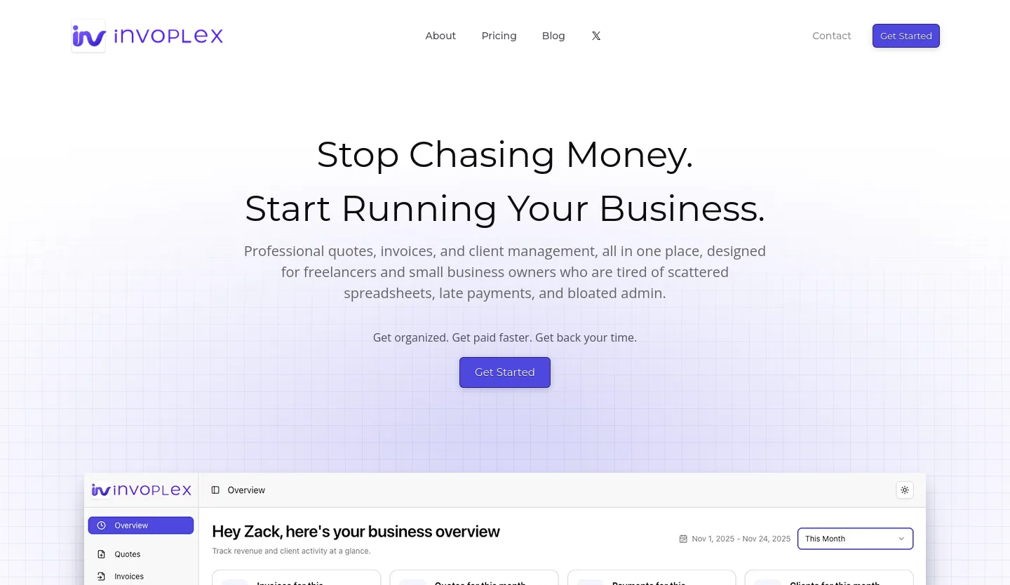 invoplex.com — a measured funnel