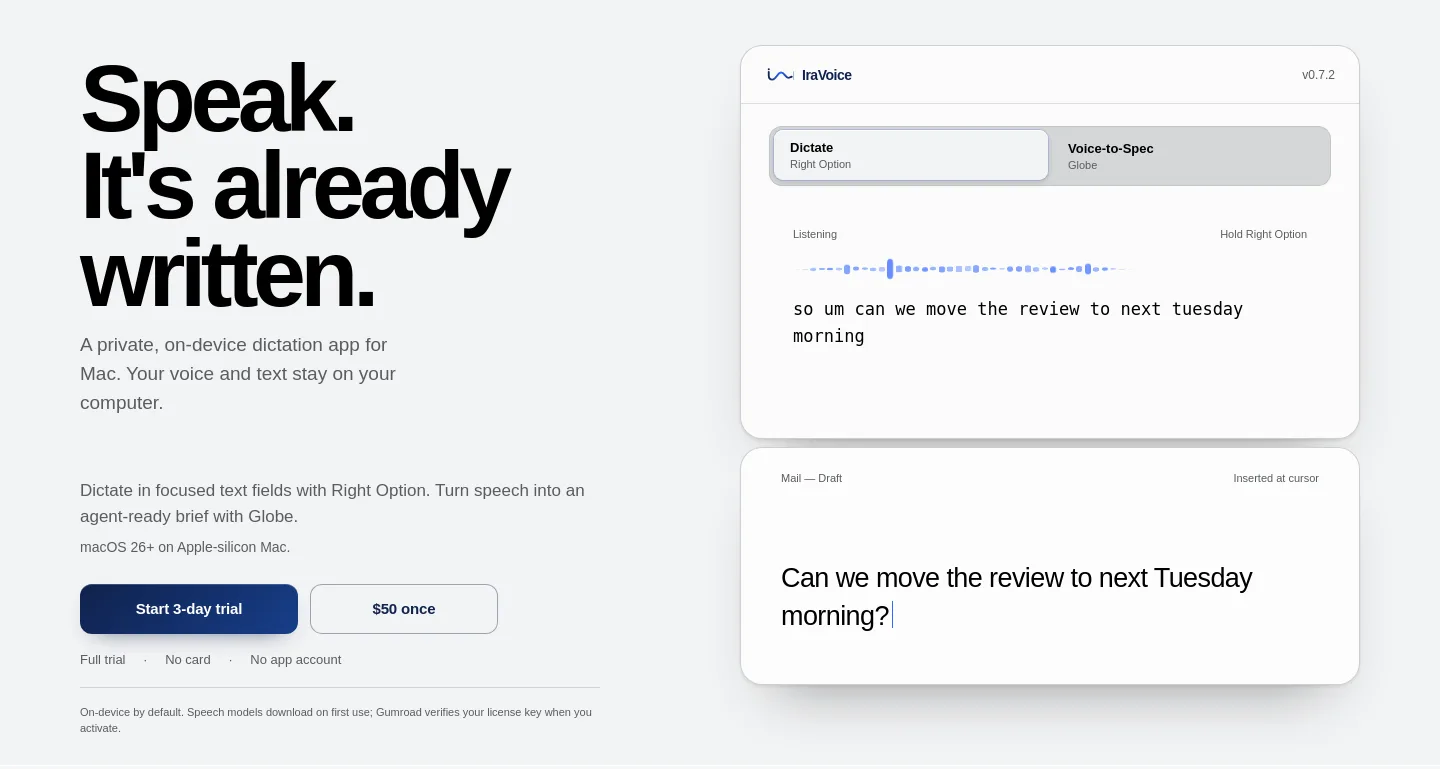 iravoice.com — a real Hero section