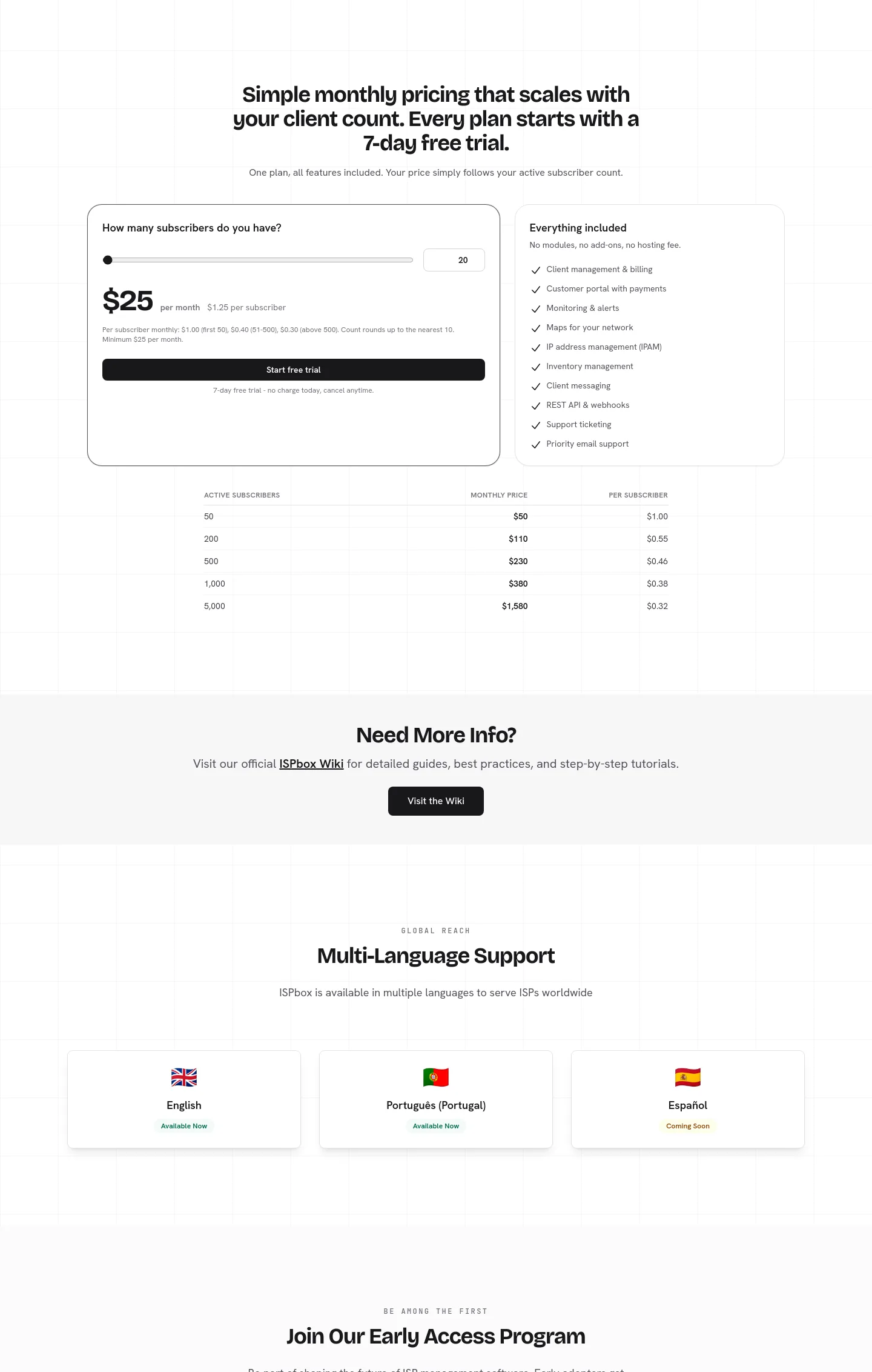 ispbox.net Pricing section
