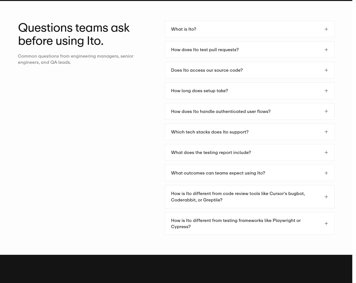 ito.ai FAQ section