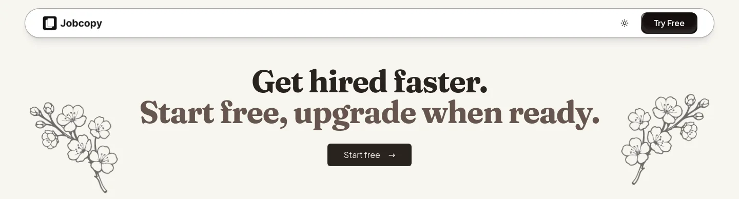 jobcopy.ai — a real Hero section