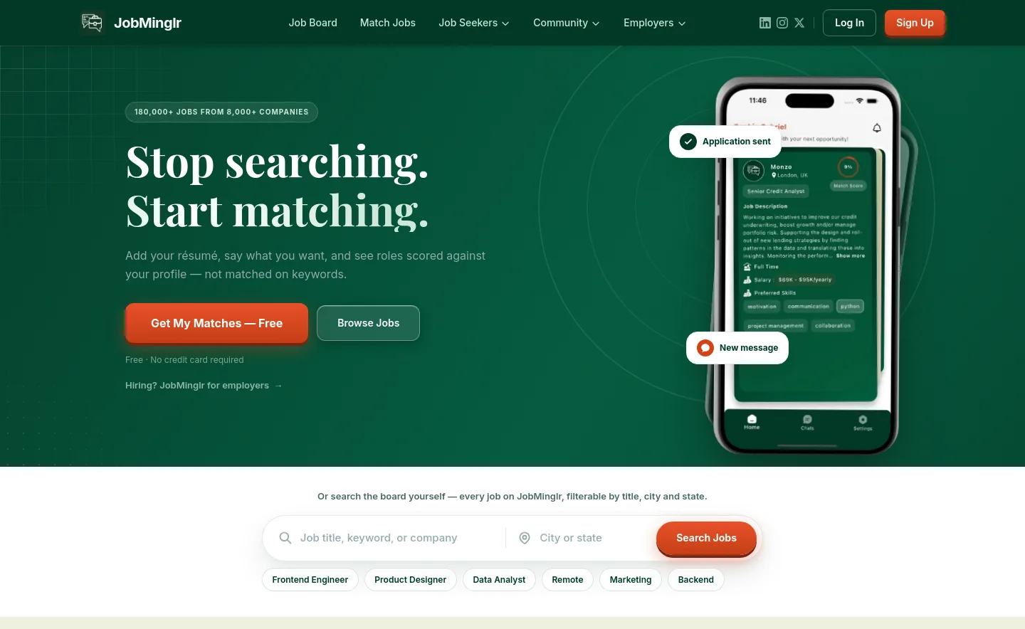 jobminglr.com — a measured funnel