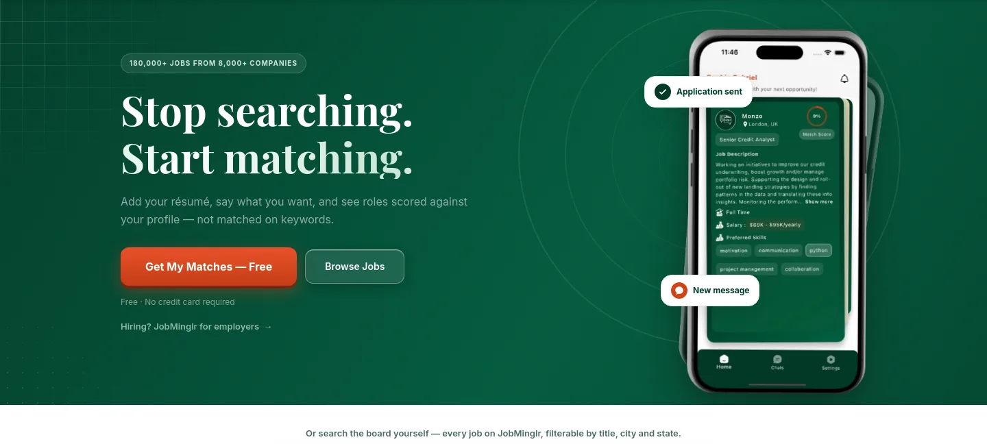 jobminglr.com Hero section