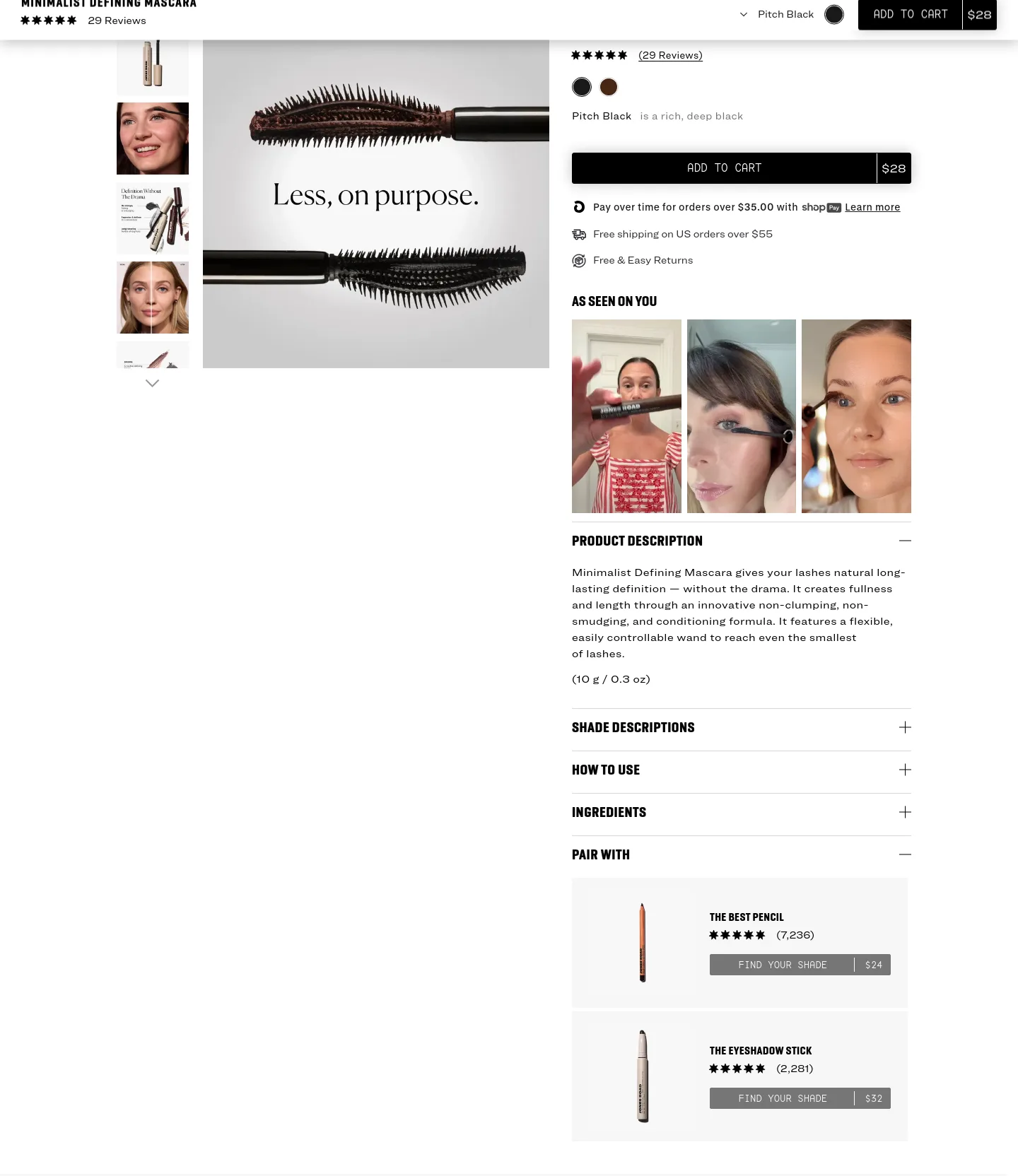 jonesroadbeauty.com Hero section