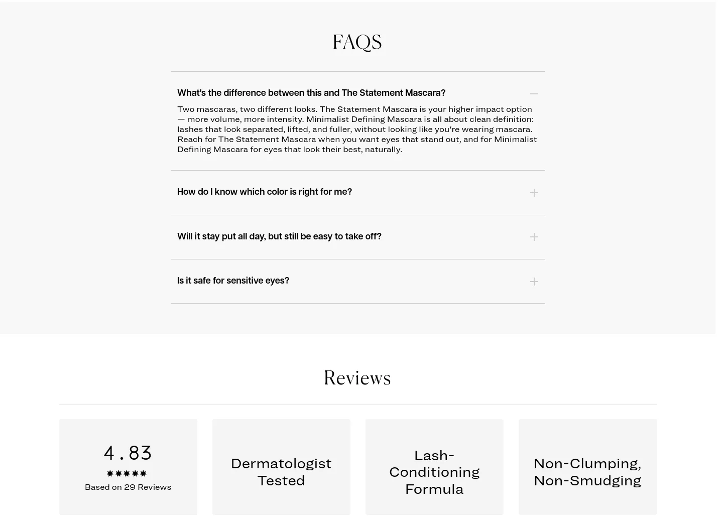 jonesroadbeauty.com FAQ section