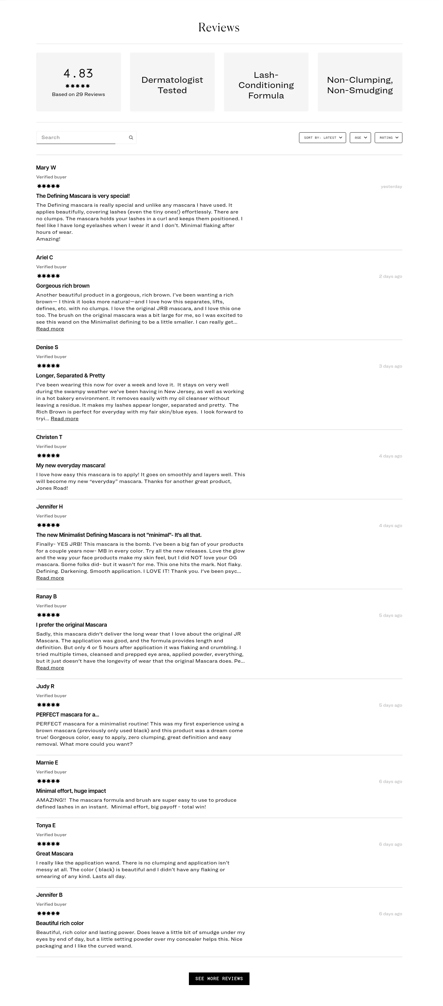 jonesroadbeauty.com — a real Reviews section