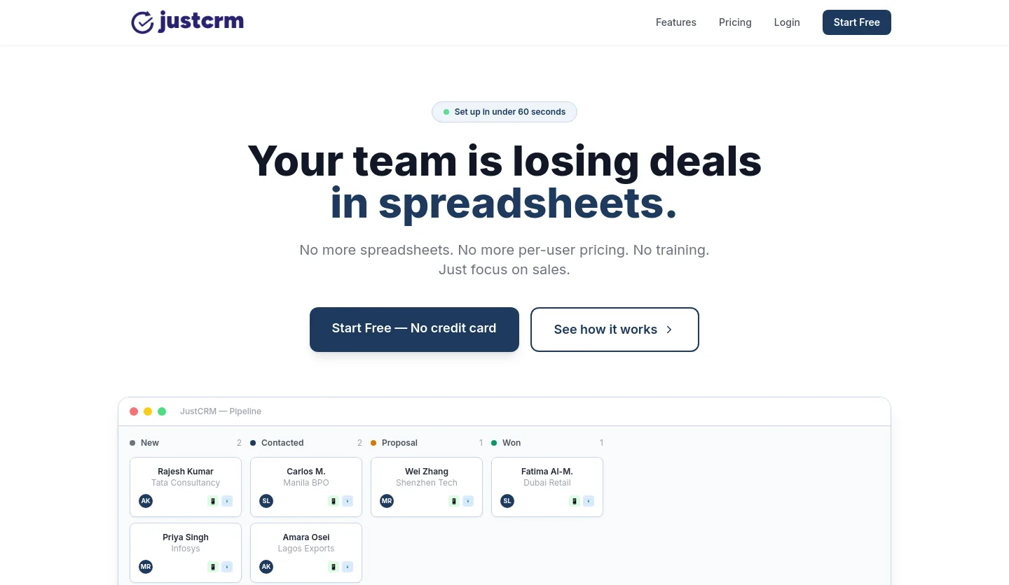 justcrm.work — a real The Trust Wall page