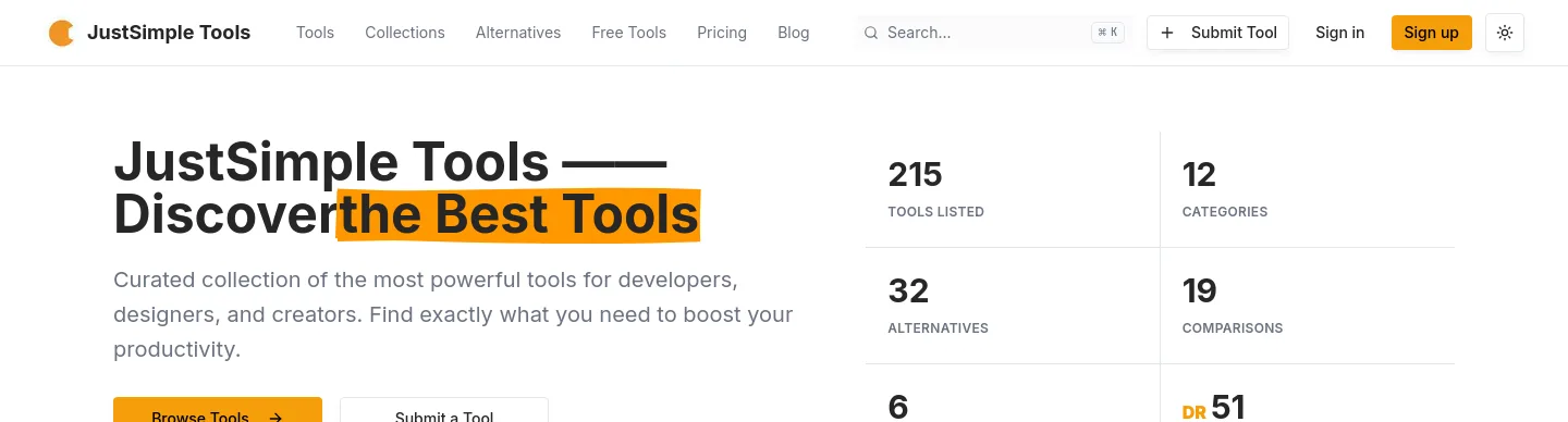 justsimple.tools — a measured funnel