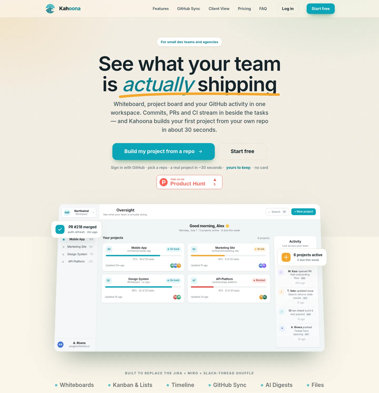 kahoona.app — a measured funnel