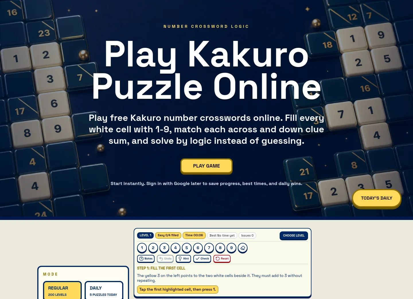 kakuro-puzzle.online — Hero