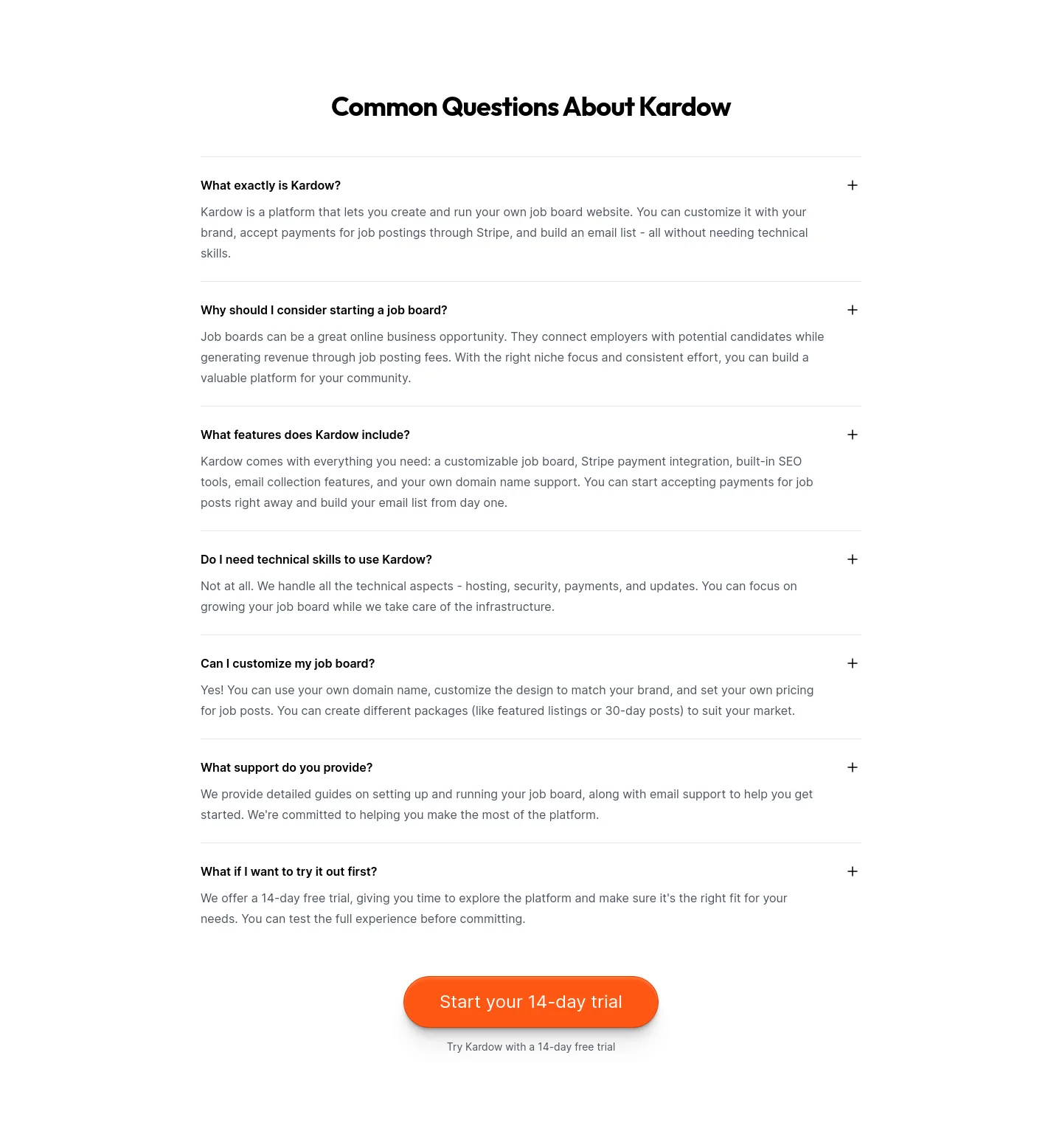kardow.com FAQ section