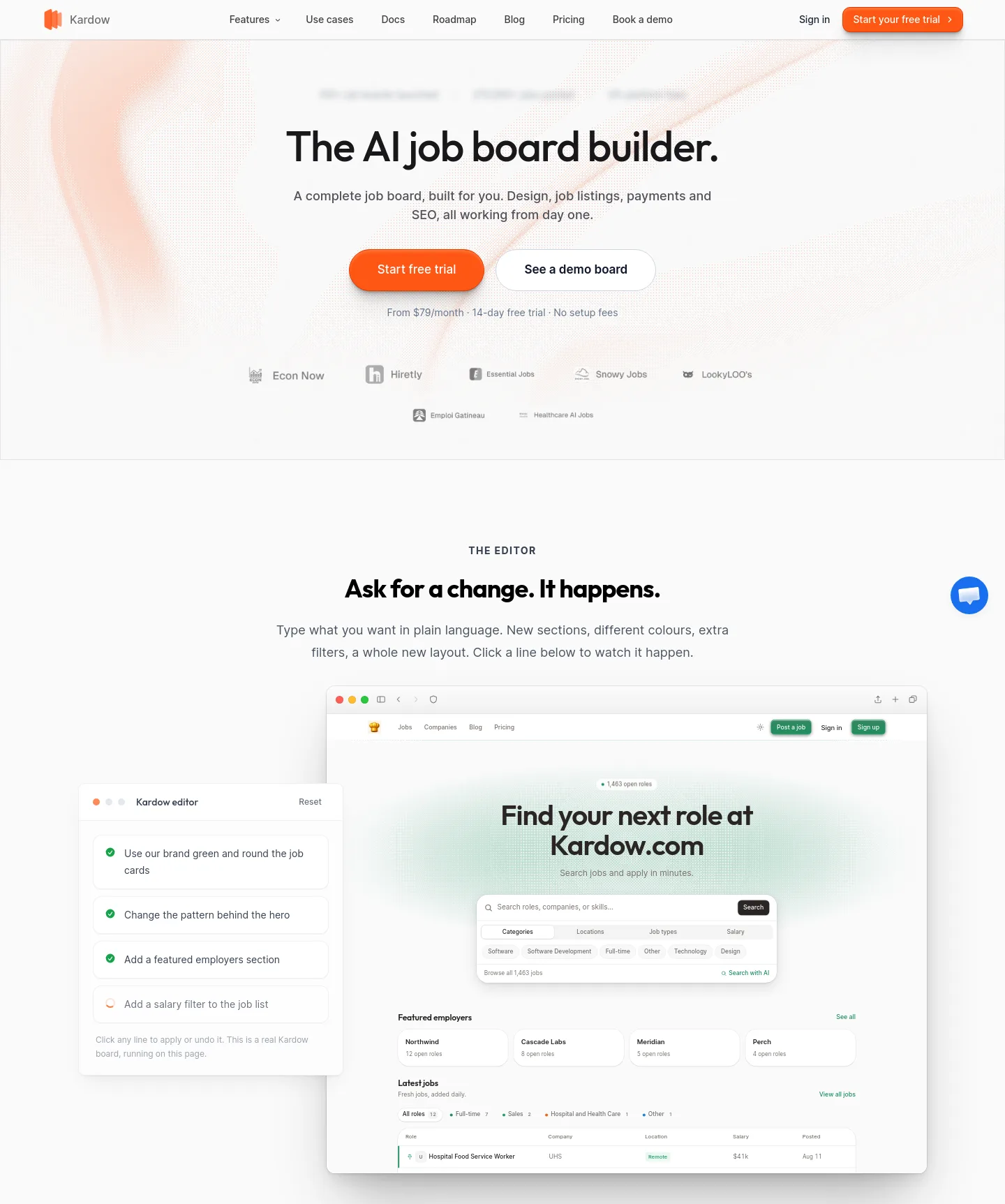 kardow.com — Hero + Features + FAQ