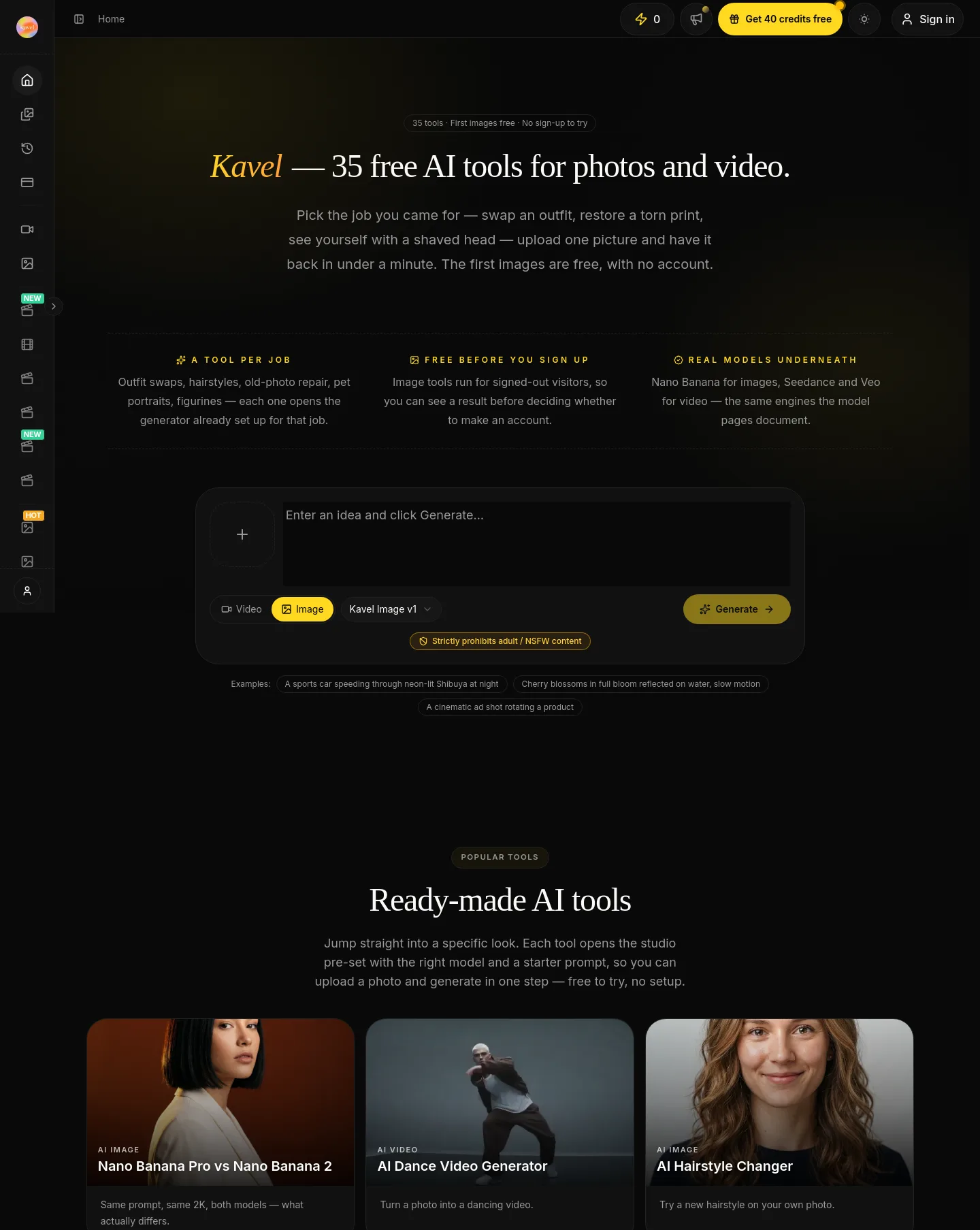 kavel.ai — a measured funnel