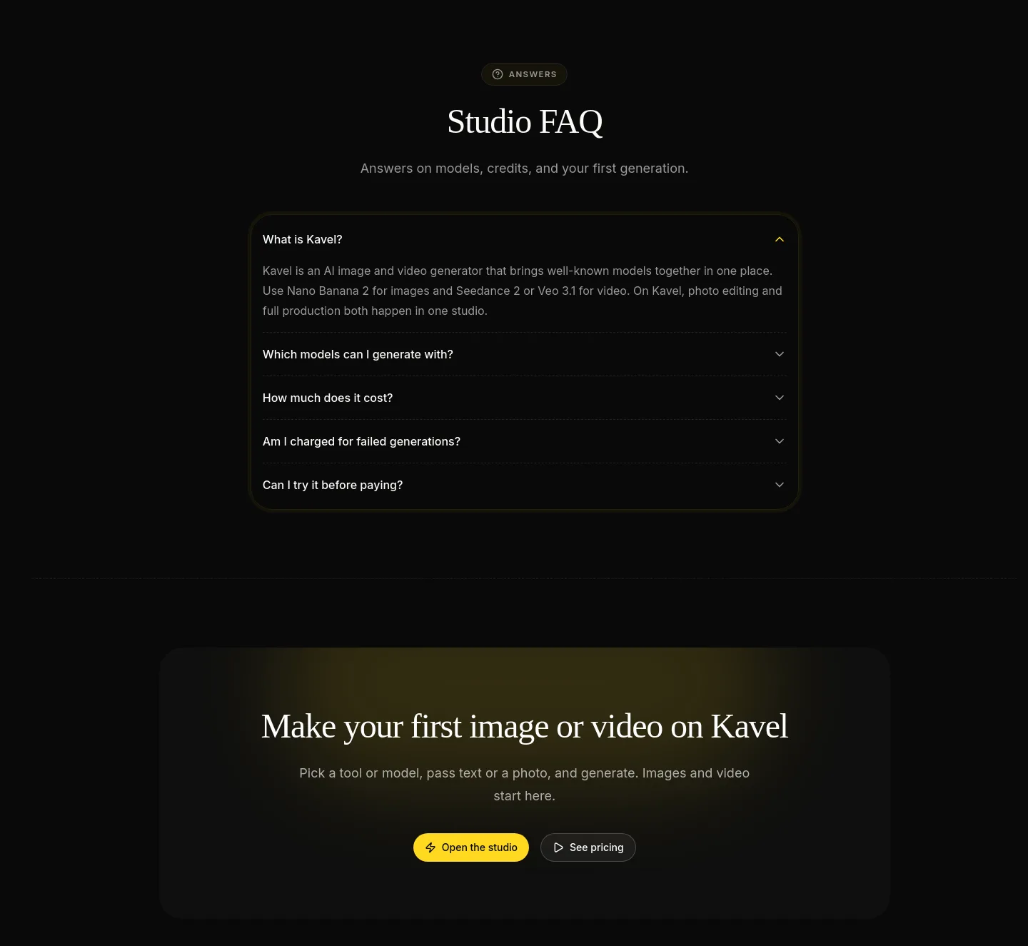 kavel.ai FAQ section