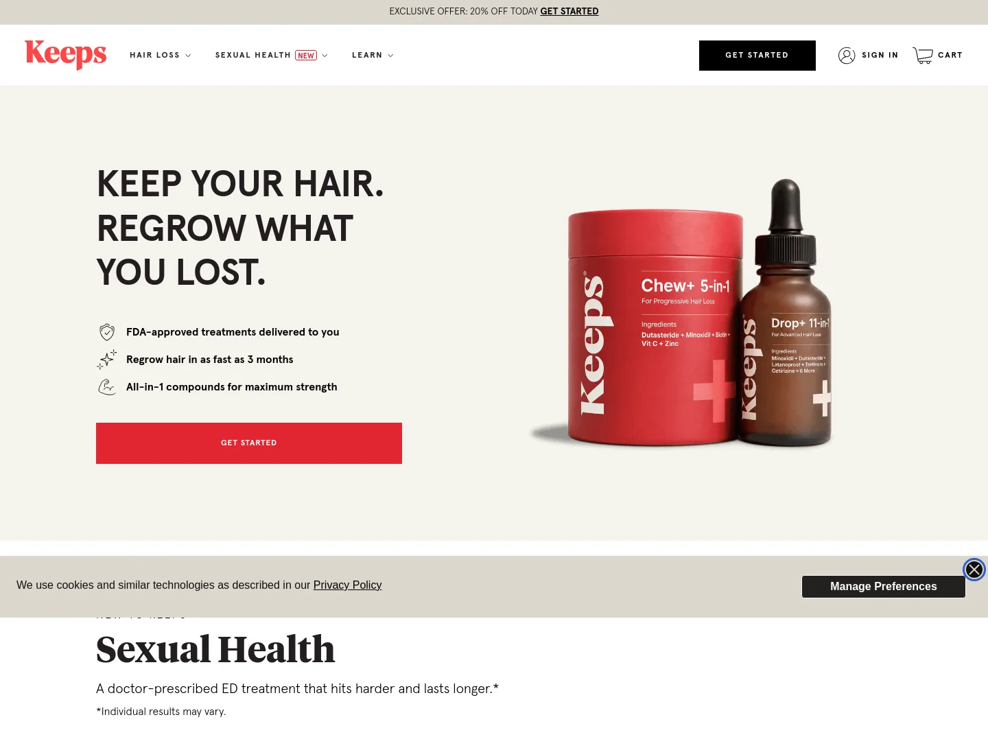 keeps.com — a measured funnel