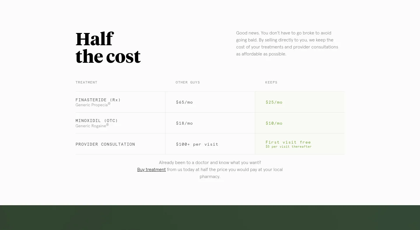 keeps.com Pricing section