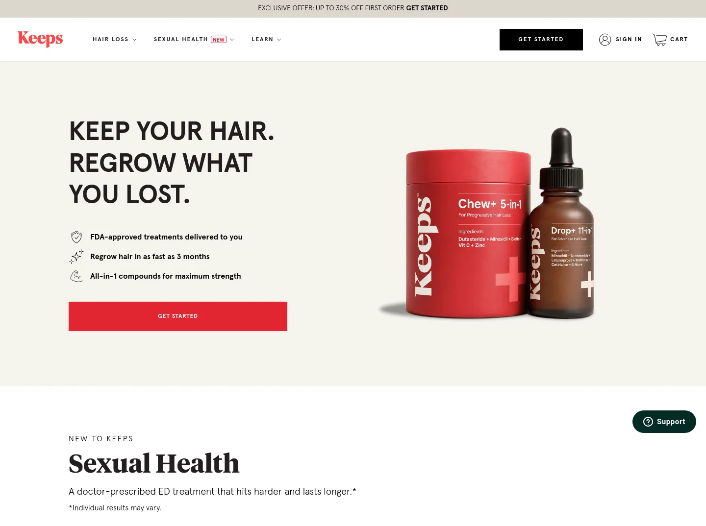 keeps.com — a measured funnel